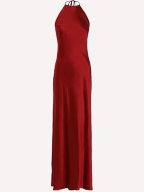Reformation Jeany Silk Halter Maxi Dress in Cherry Red